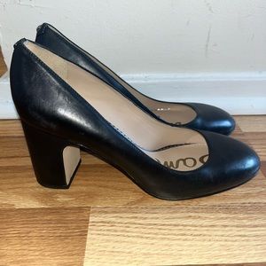 SAM EDELMAN BLACK LEATHER CHUNKY HEELS